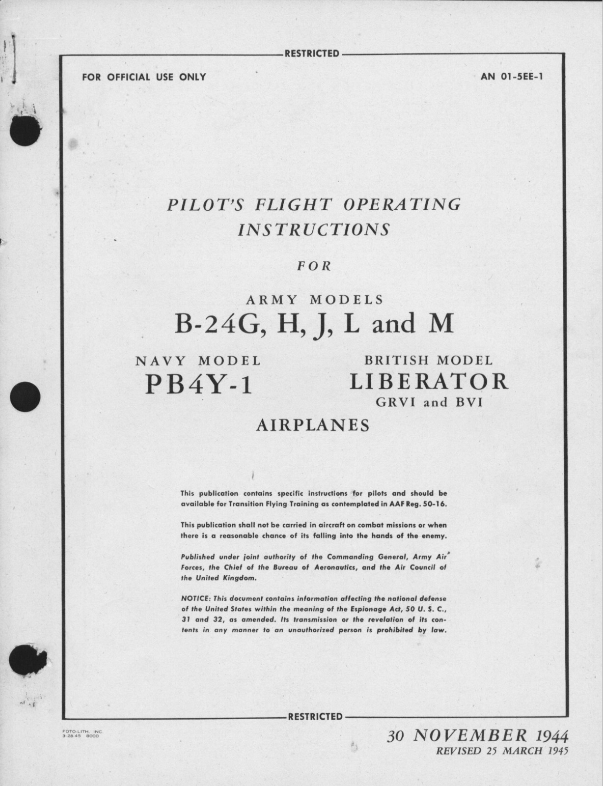 215 Page 1945 B-24G -H -J -L -M  PB4Y-1 GRV1 Liberator AN 01-5EE-1 Manual on CD