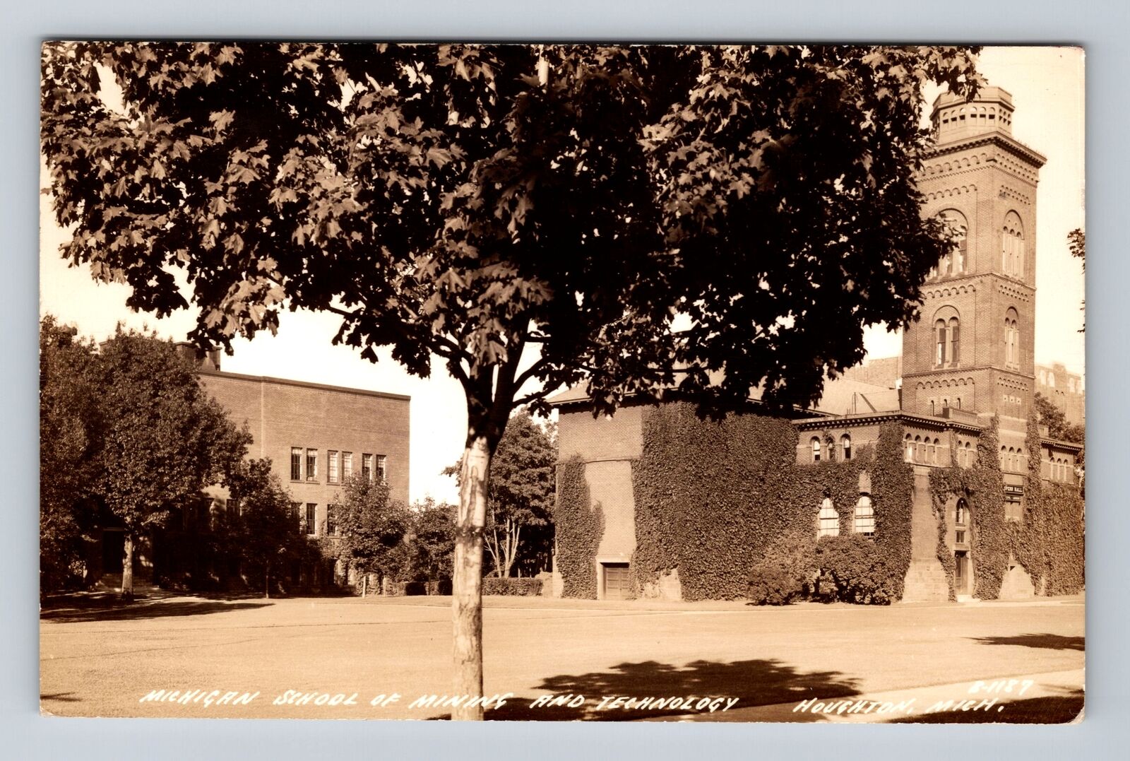 Houghton MI-Michigan RPPC MI School Of Mines & Technology Vintage c1943 Postcard