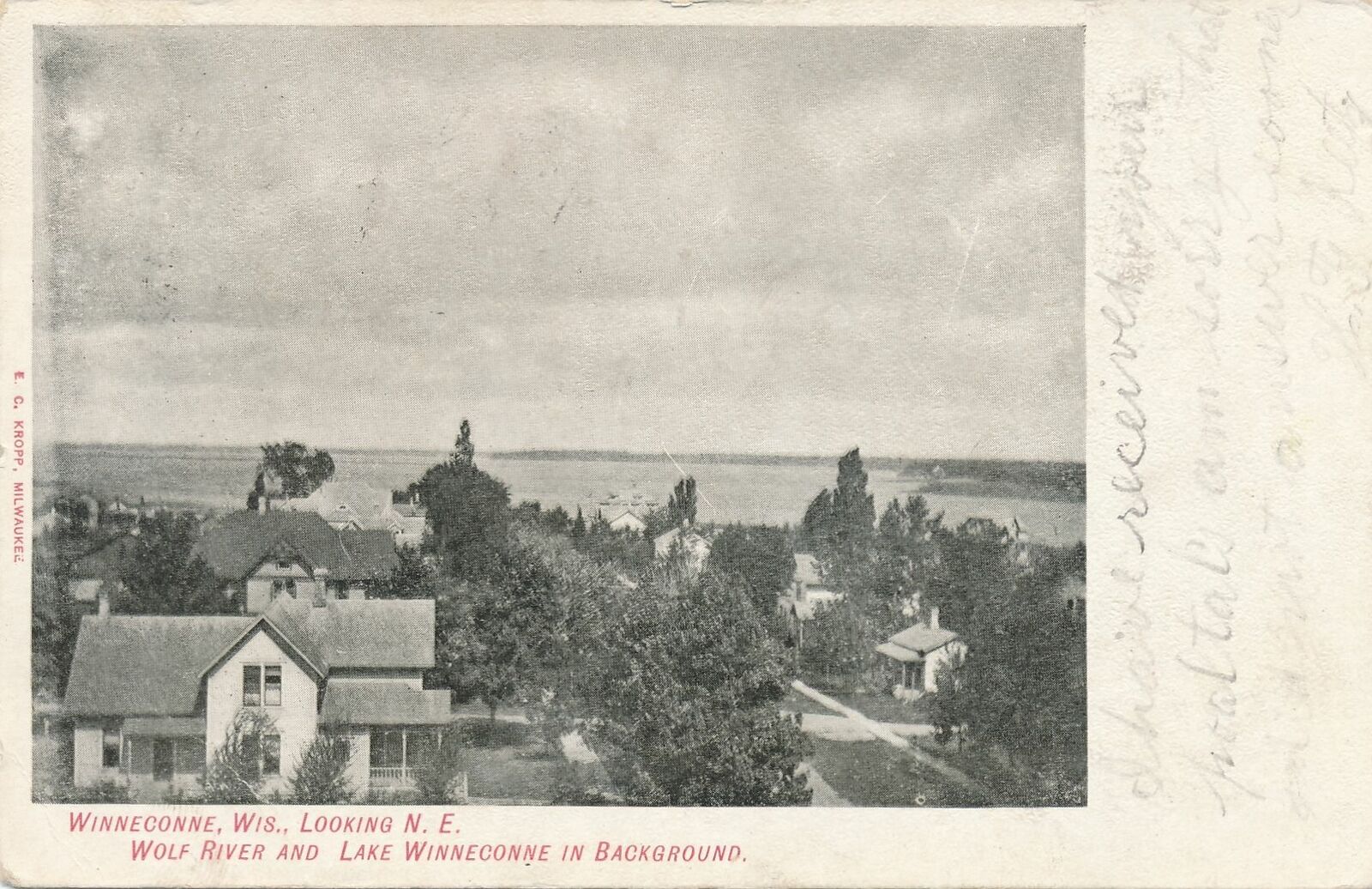 WINNECONNE WI - Wolf River and Lake Winneconne in Background - udb - 1907