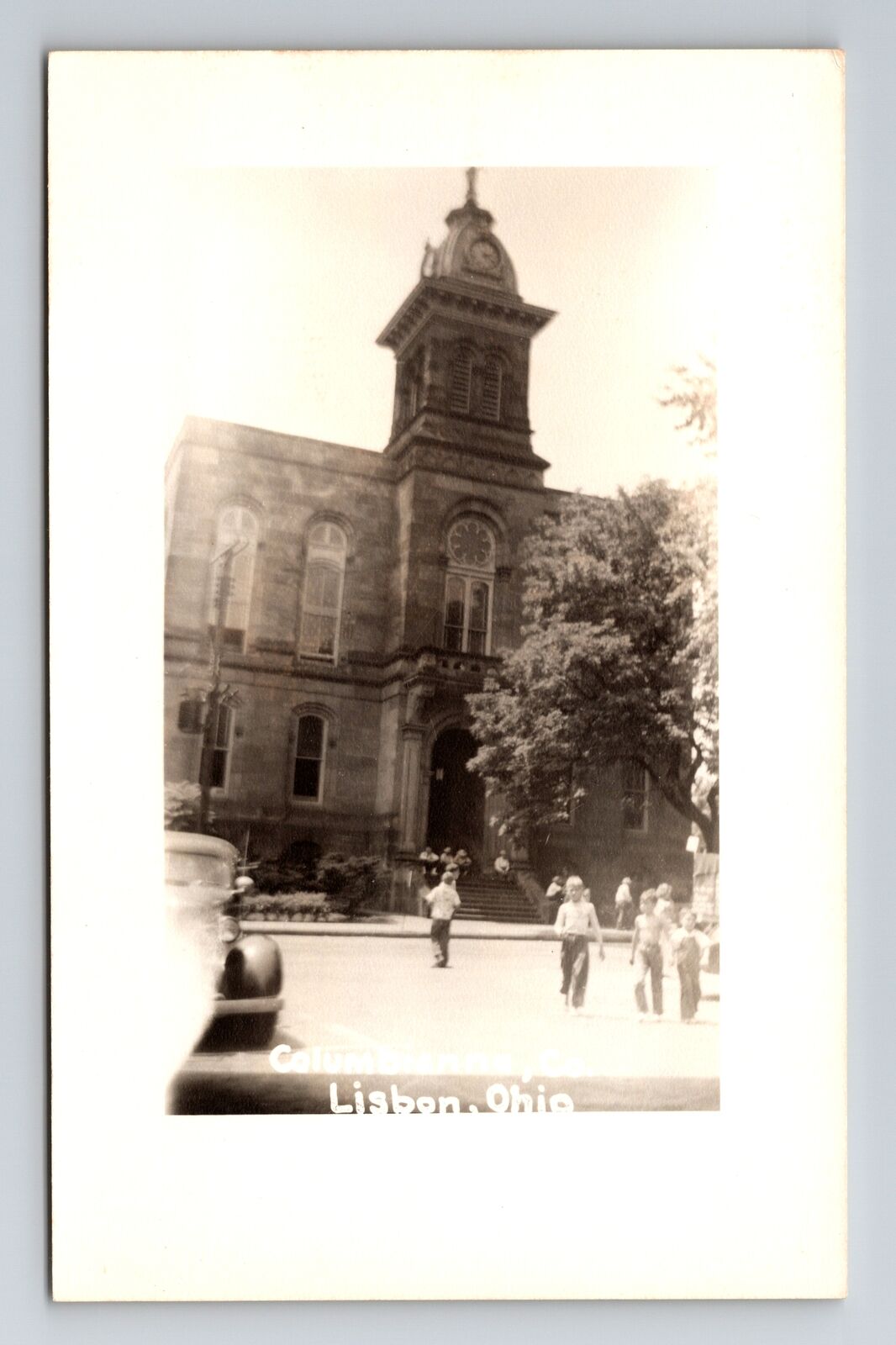 Lisbon OH-Ohio RPPC, Columbiana County Court House, Vintage c1950 Postcard