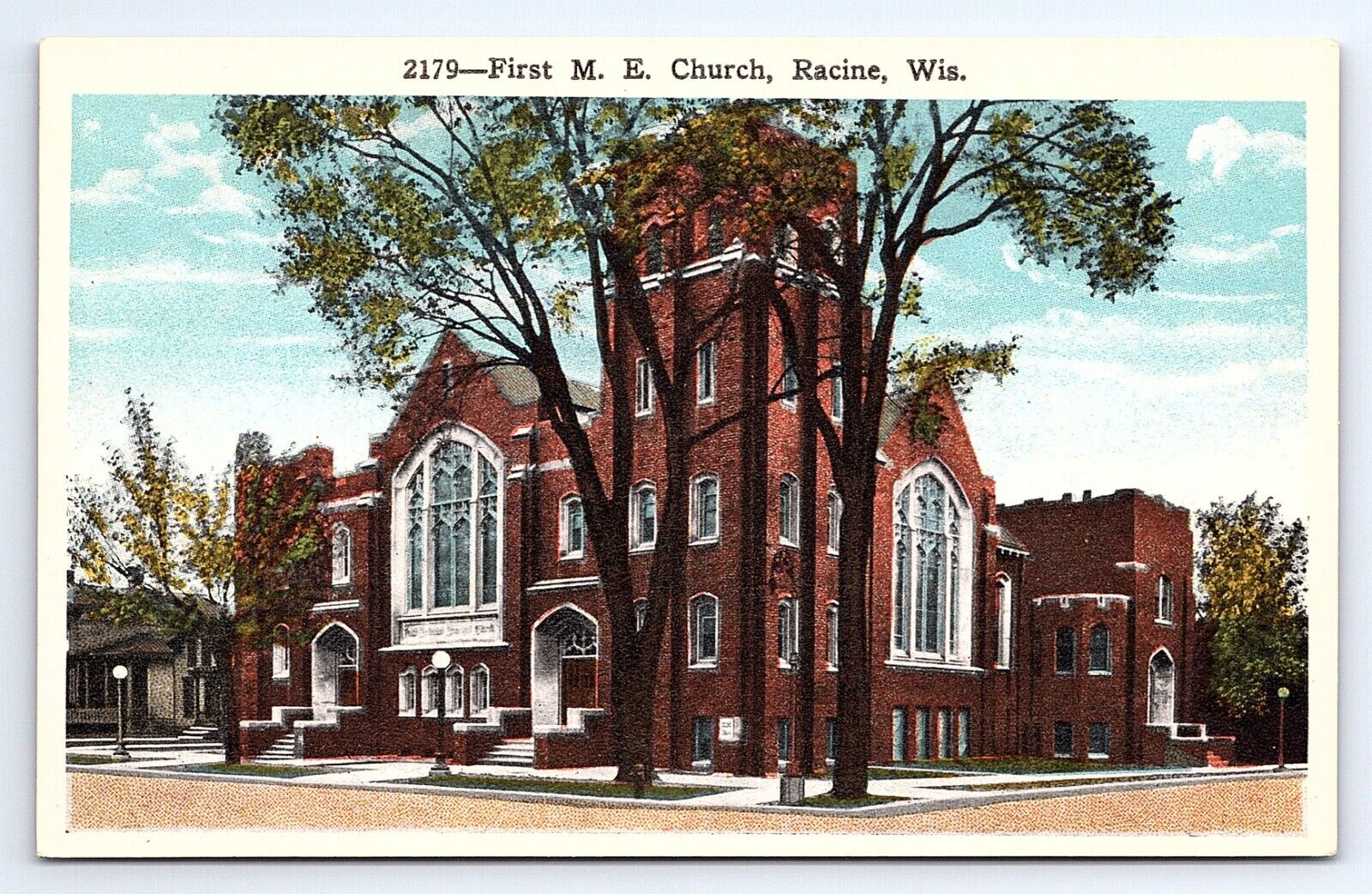 Postcard First M E Church Racine Wisconsin WI