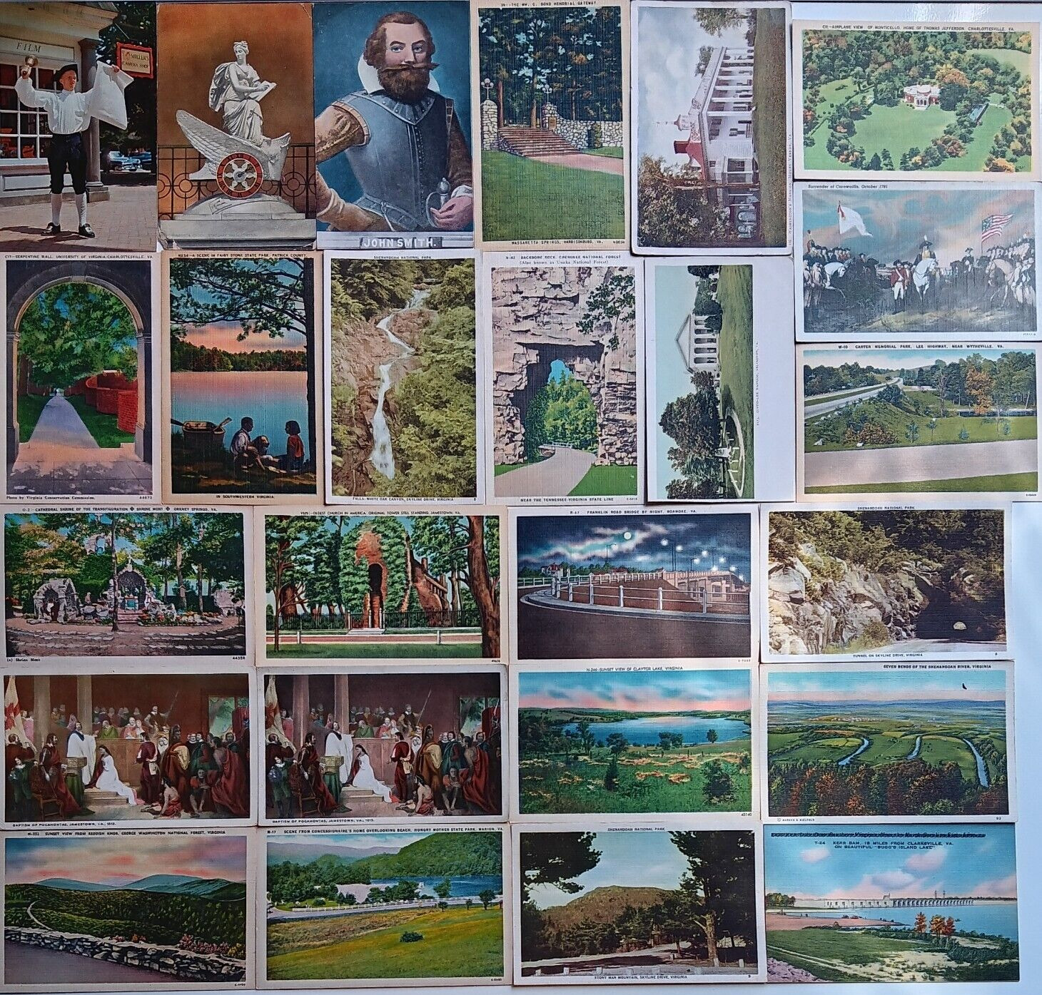 25 Blank Antique Vtg Virginia Postcards Monticello Mt Vernon Shenandoah + Lot 12
