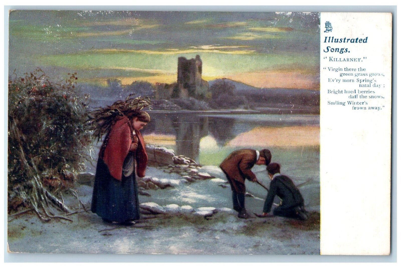 c1910 Getting Woods Illustrated Songs Killarney Oilette Tuck Art Postcard