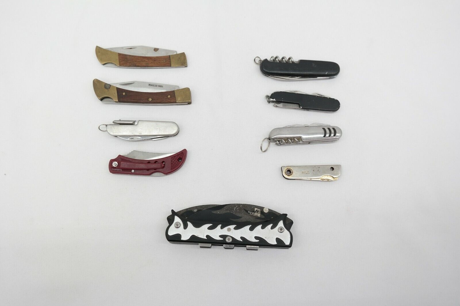 Lot of 9 Folding Pocket Knives Mixed Lot Single Blade & Utility Made in China MB