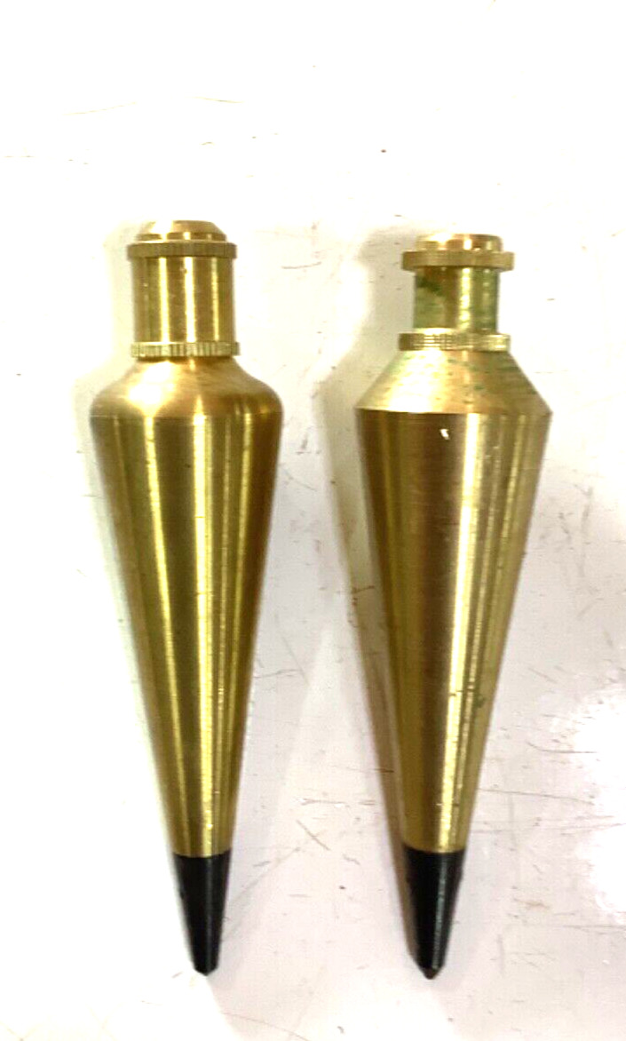 (d) Two Vintage 8 oz. brass plumb bobs unbranded