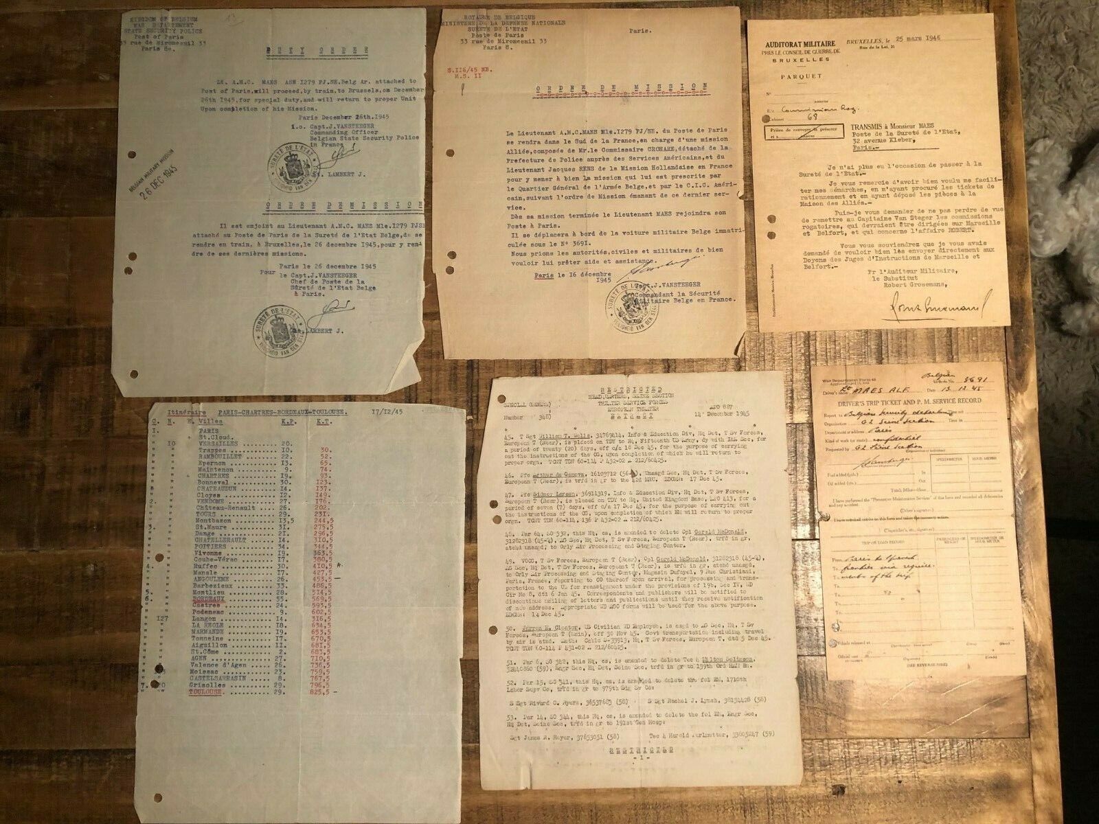 Lot of 12 - BELGIAN World War 2 Military Documents - Some Restricted