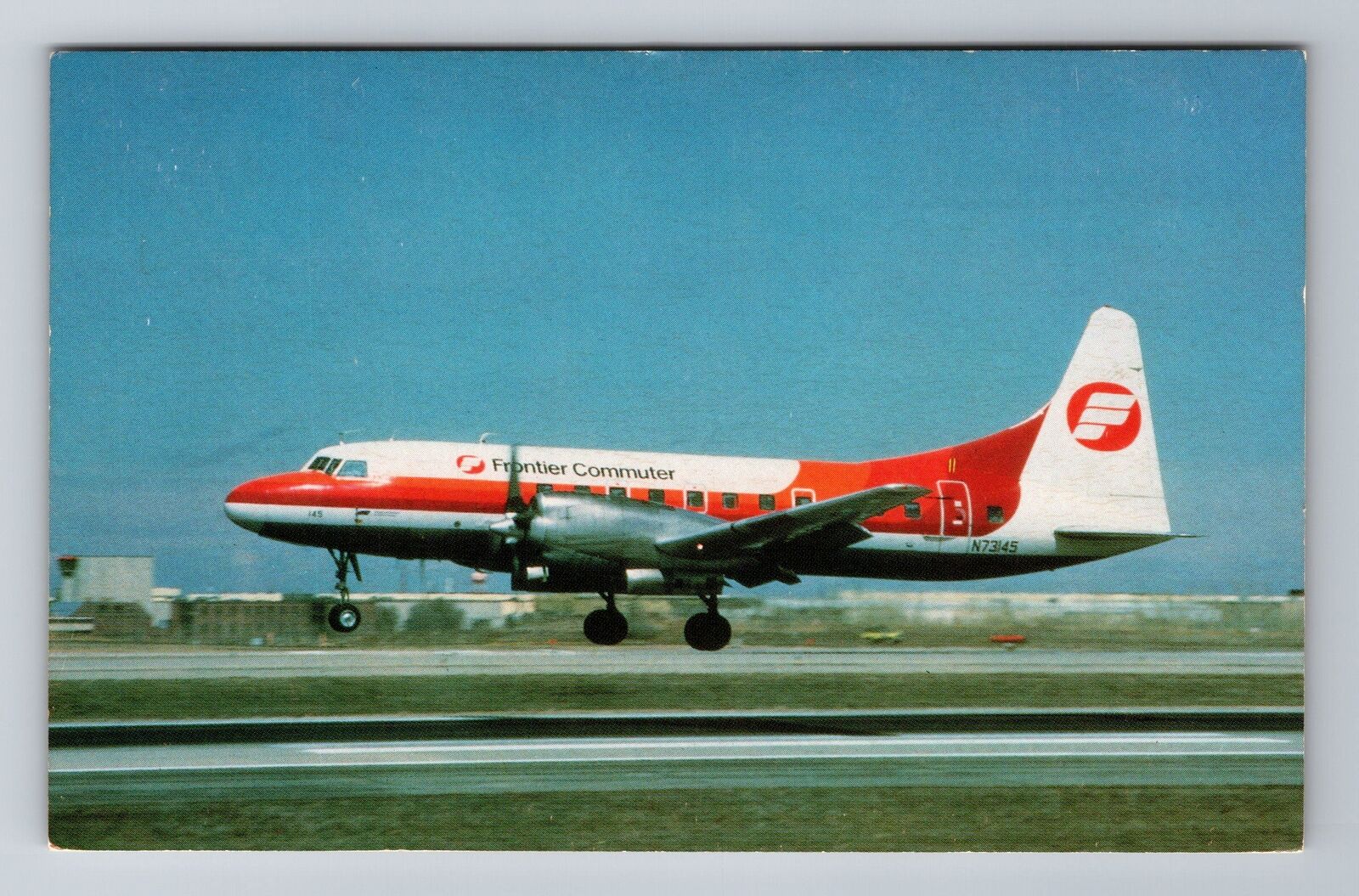 Frontier Commuter Convair CV-580, Plane, Transportation, Vintage Postcard
