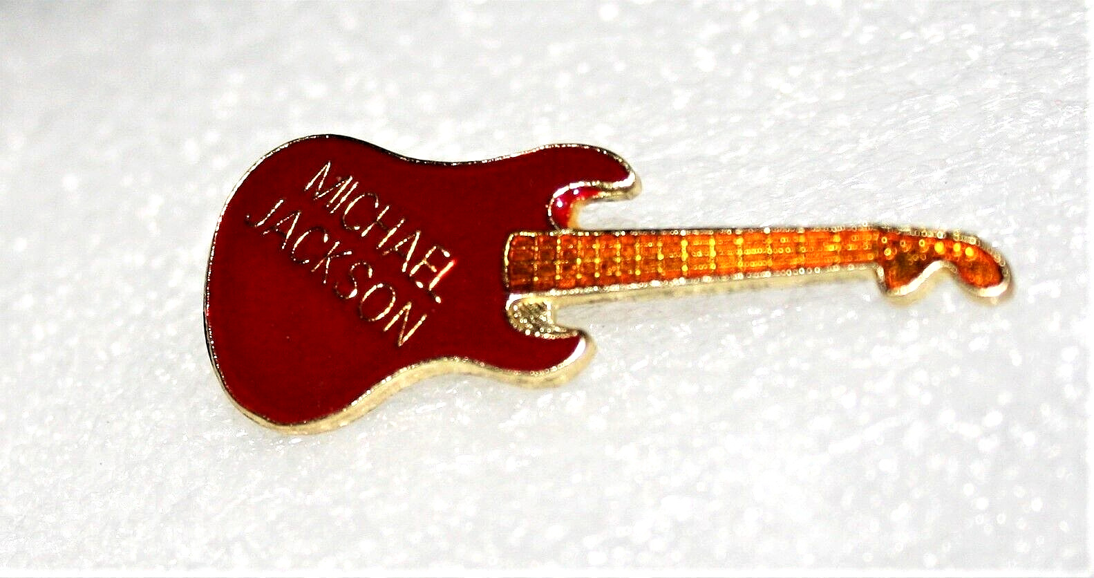 Vtg Michael Jackson Red Guitar Pop Music Group Band Pin Button 1980s New NOS 