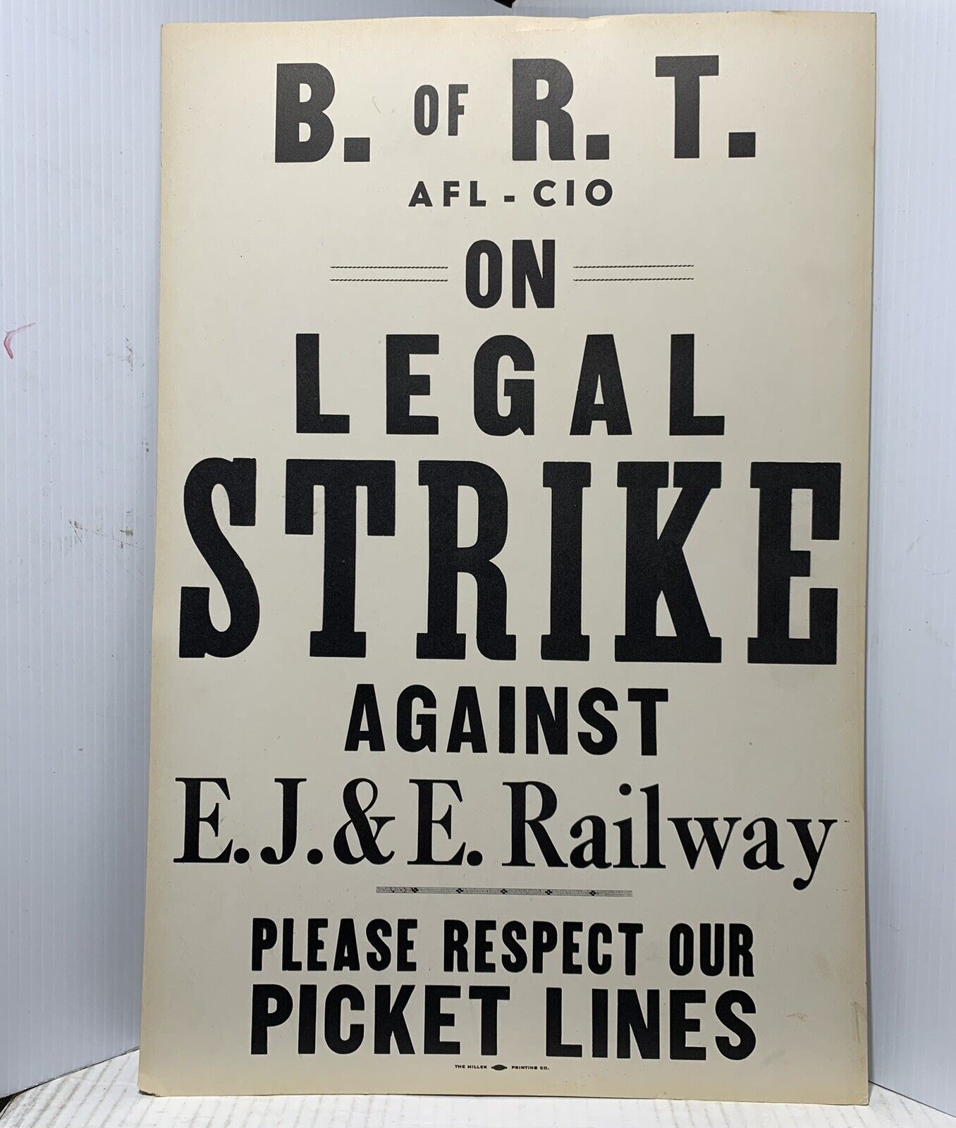 Vintage EJ&E Railway railroad 1958 Strike Poster.  Elgin Joliet & Eastern
