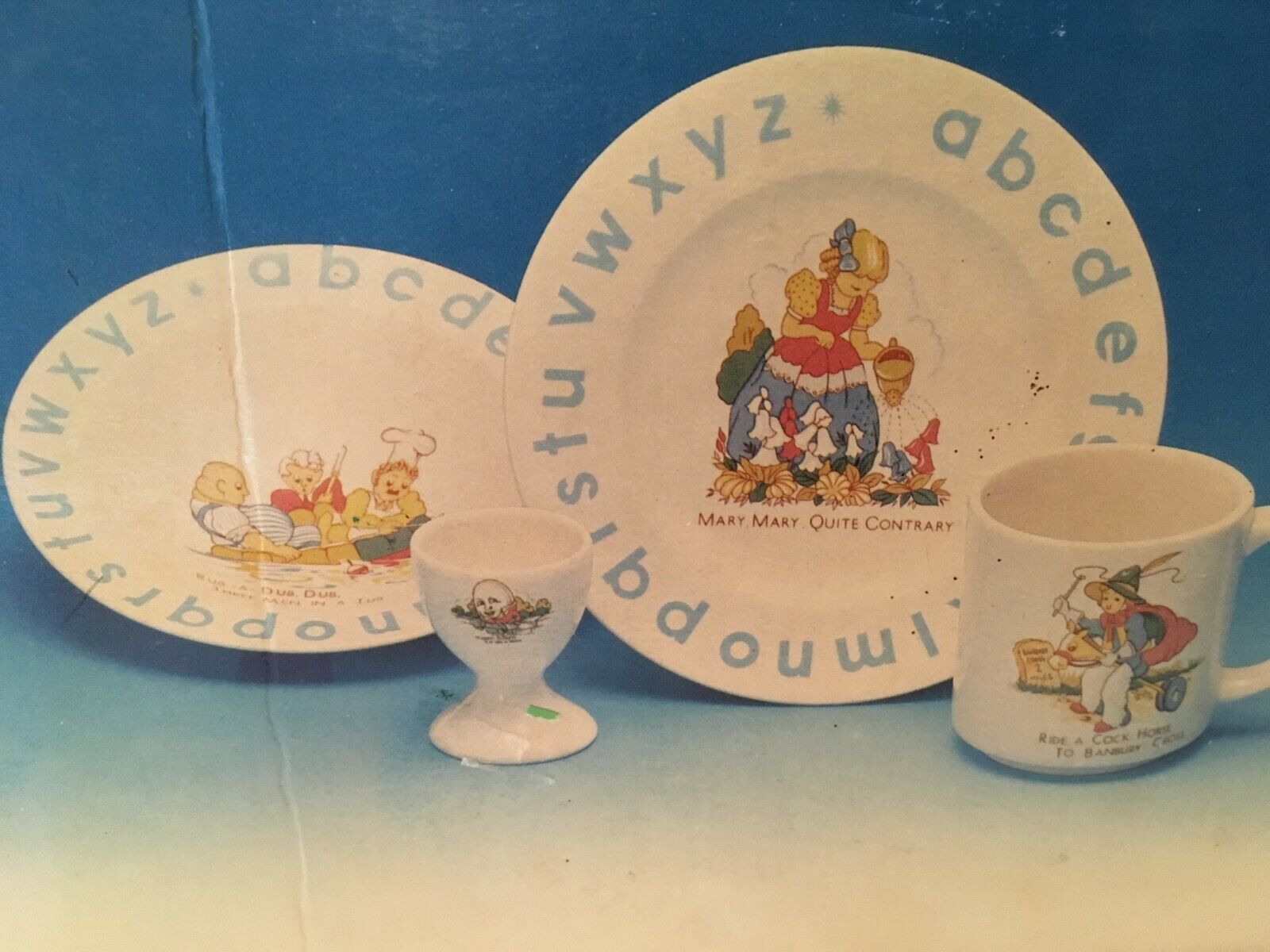 Vintage NOS Hankook Children\'s Ceramic Stoneware Breakfast Set w/ Egg Cup NIB 