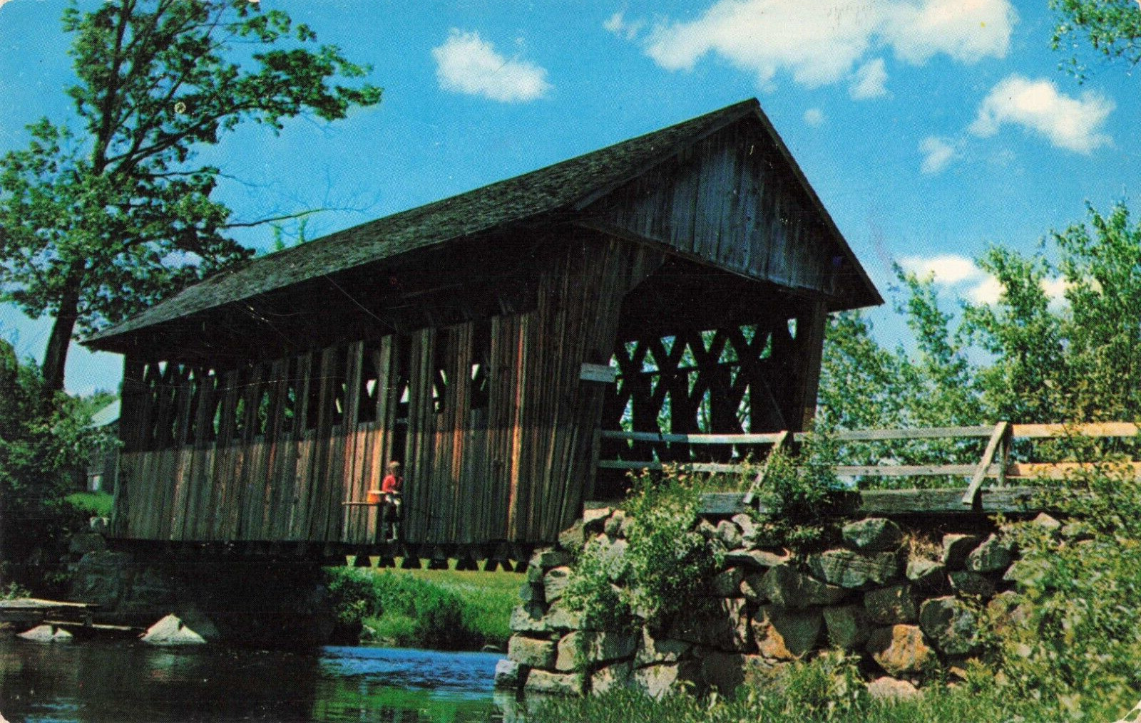 New Hampshire NH, Old Covered Bridge, Blackwater River, Vintage Postcard