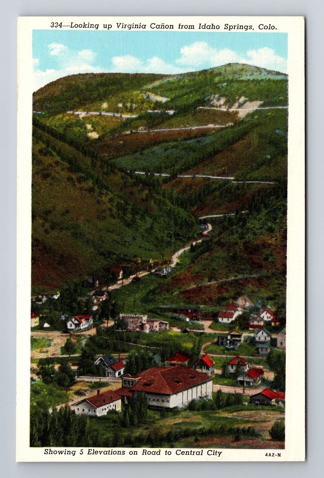 Idaho Springs CO-Colorado, Virginia Canon, View of Town Antique Vintage Postcard