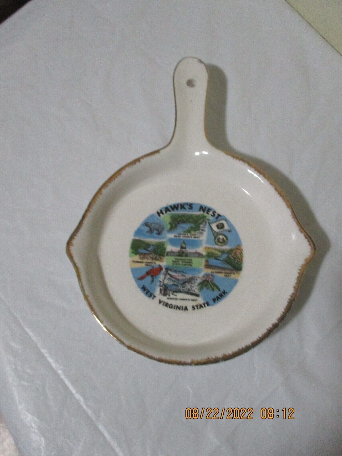 Vintage Ceramic Skillet Hawk\'s Nest West Virginia Souvenir Ashtray 5\