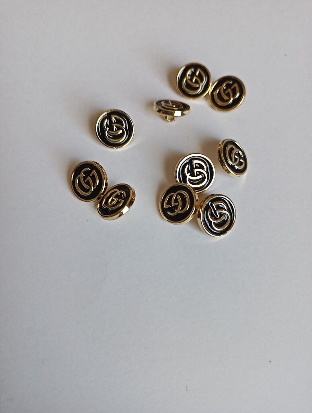 Lot Of 10 Small Gucci buttons 13mm Gold Tone Gg Designer Button Replacement 
