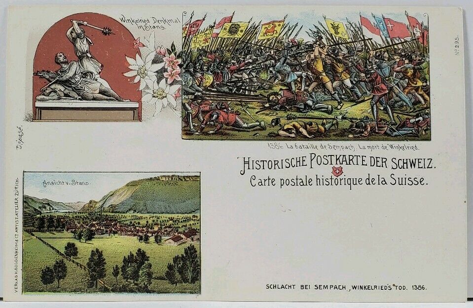 Suisse Historic Switzerland 1898 SCHLACHT BEI SEMPACH WINKELREDS 295 Postcard L7
