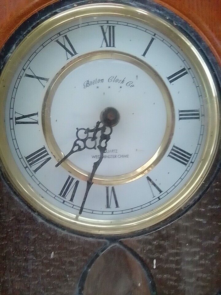 Boston Clock Co Quartz Pendulum Wall Clock Westminster Chime  Glass Door  Works