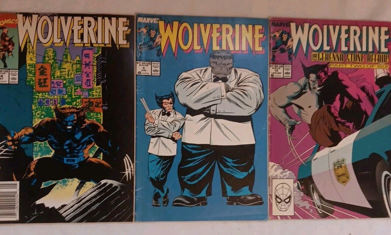 WOLVERINE # 8, 12, 24 (1989) Grey Hulk Lot Of 3 John Buscema Cover(7- Newsstand)