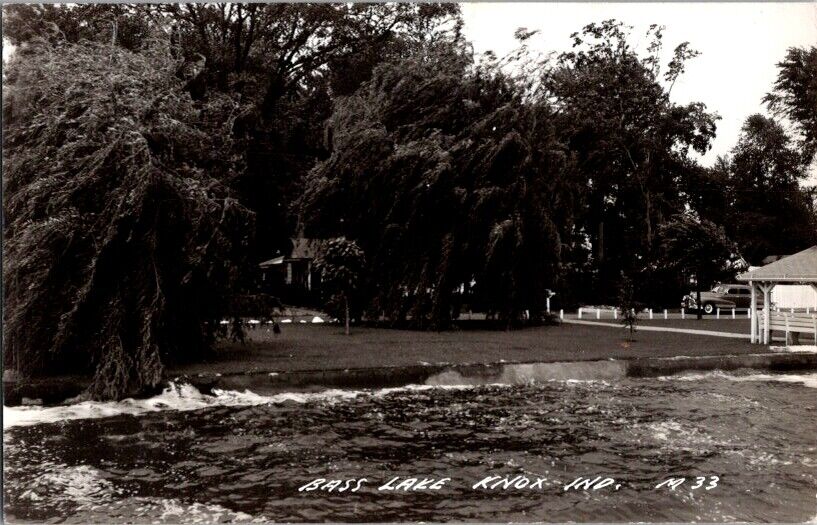 Vintage RPPC Postcard Bass Lake Knox IN Indiana c.1940-1950                J-605