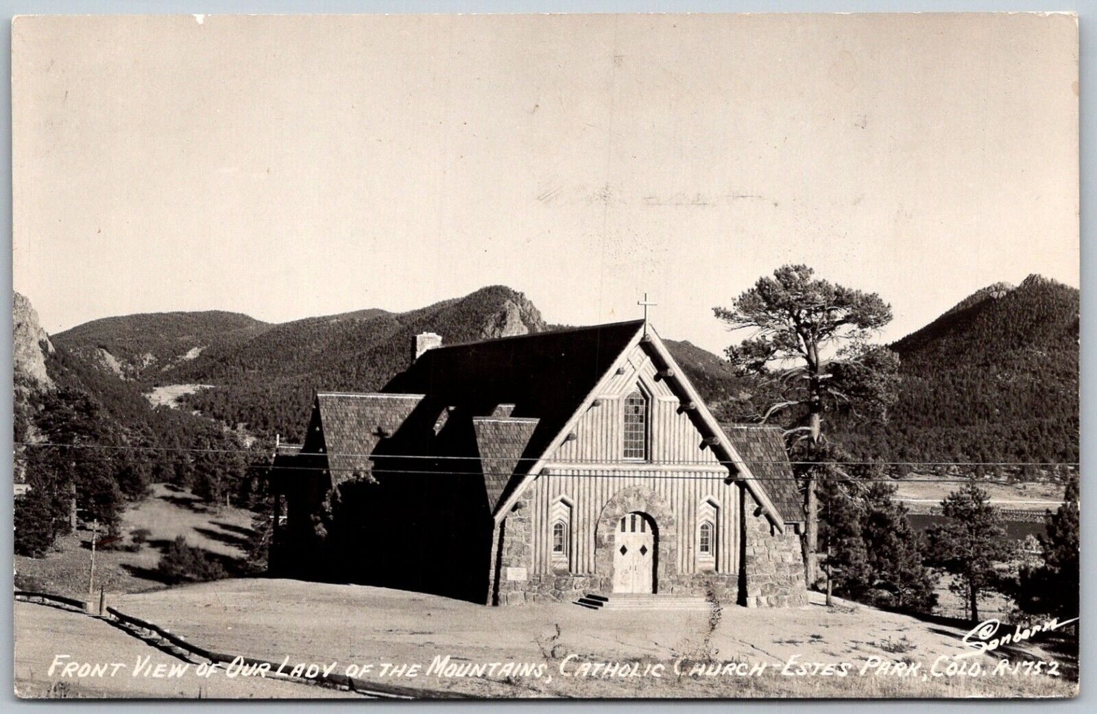 Estes Park Colorado 1950s Sanborn RPPC Real Photo Postcard Mountains Church
