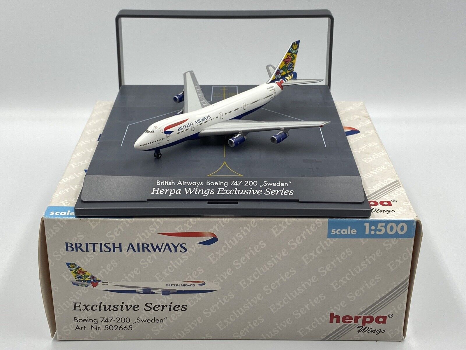HERPA WINGS (502665) 1:500 BRITISH AIRWAYS BOEING 747-200 \'SWEDEN\' BOXED 