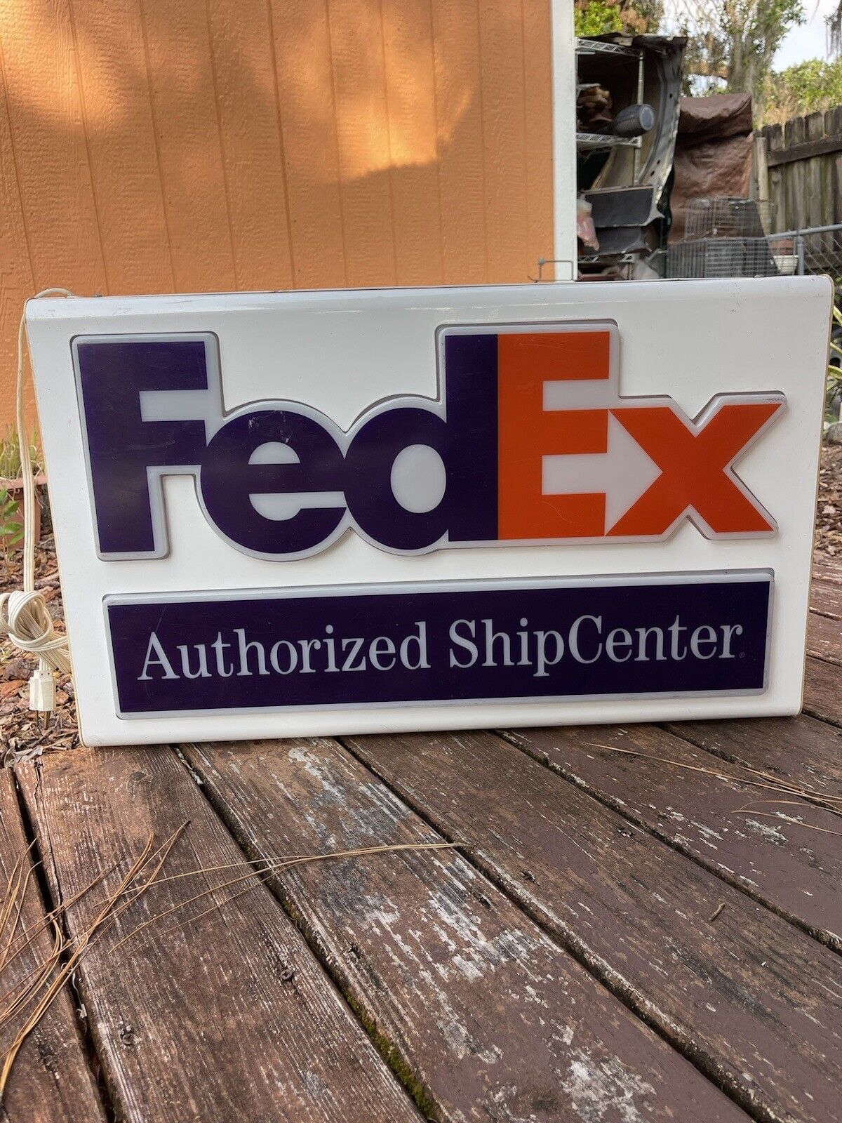 FedEx Authorized Ship Center Lighted Display Sign 28”x19”x4” Purple Orange White