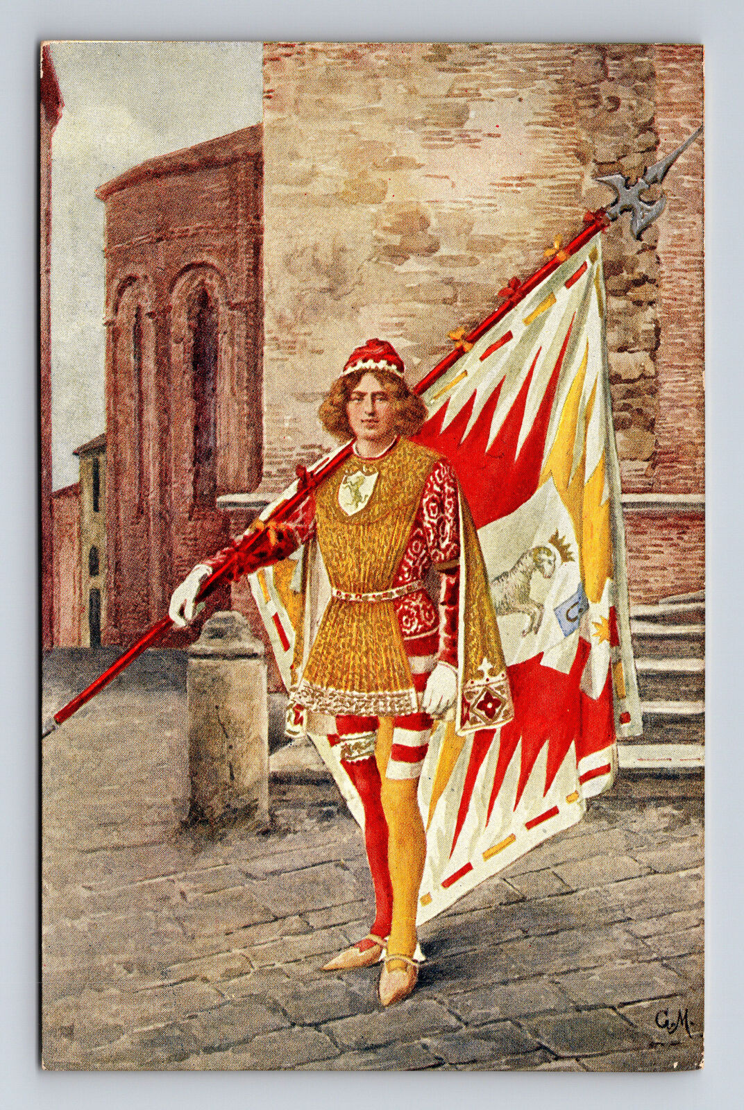 Contrades of Siena Italy Heraldry Coat of Arms Flag Val di Montone Postcard