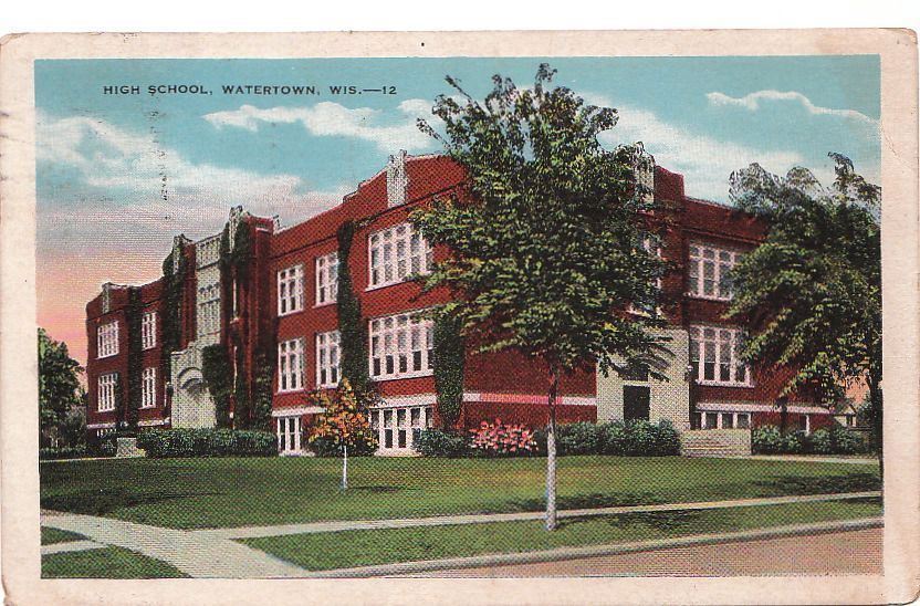  Postcard High School Watertown WI
