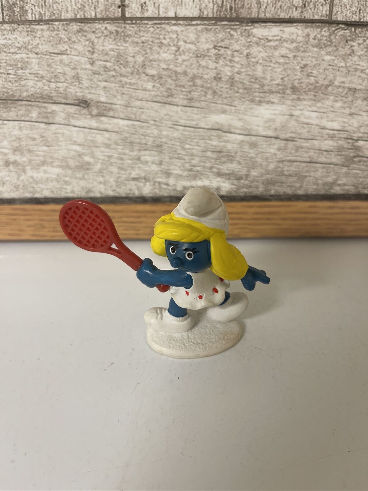 The Smurfs Tennis Player Smurfette Smurf Racket 20135 Vintage Display Figurine