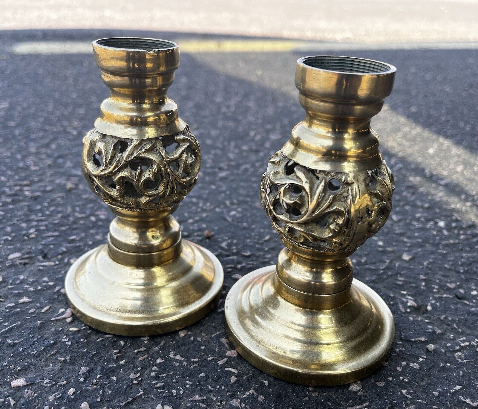 Two Vintage Brass Lamp Stands
