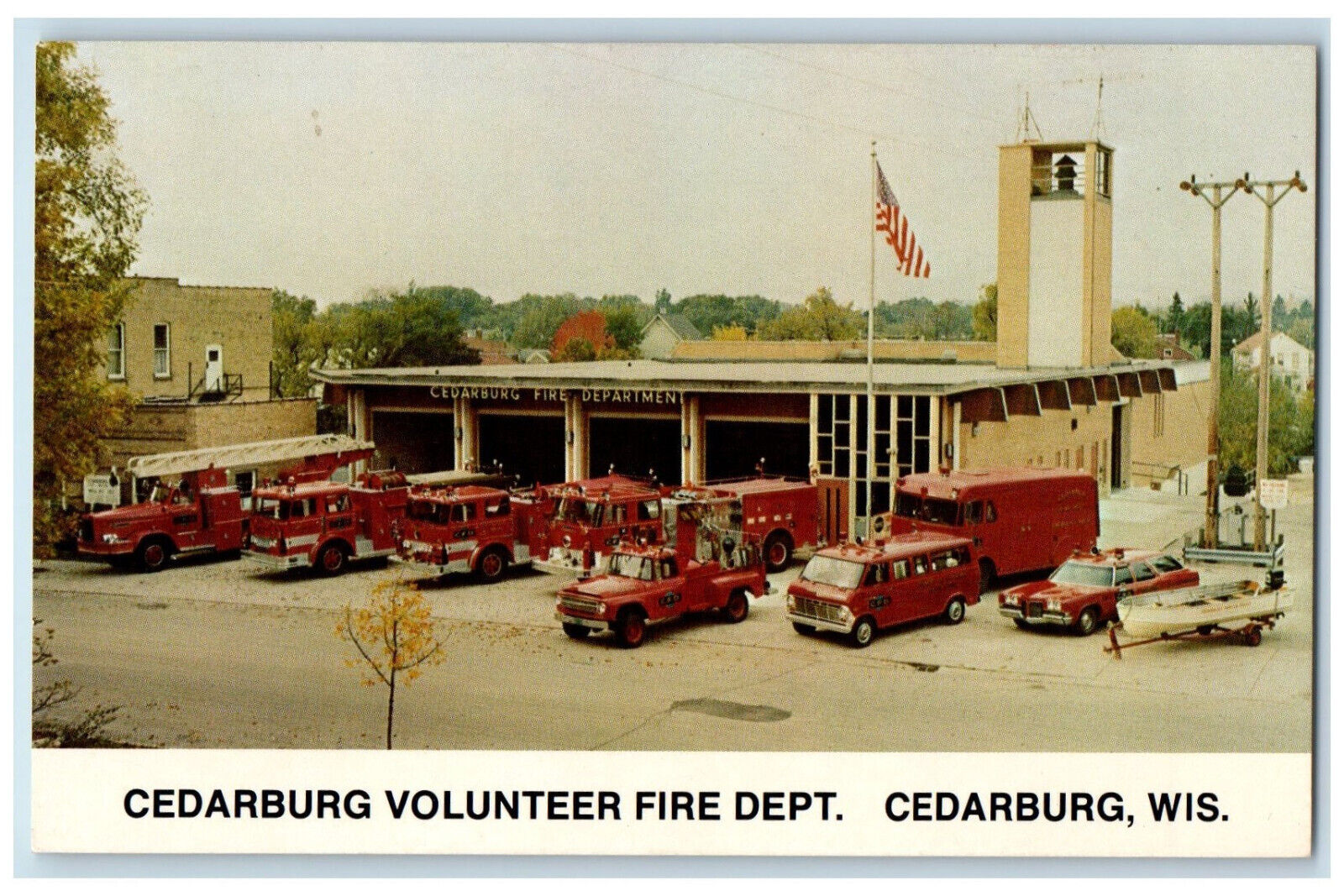 c1960's Fire Trucks, Cedarburg Volunteer Fire Dept. Cedarburg WI Postcard