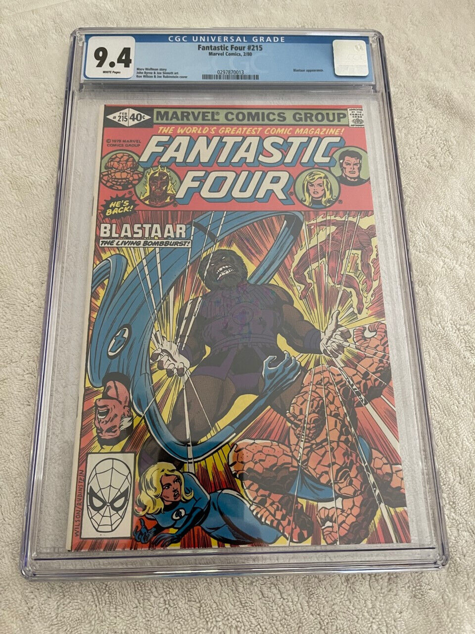 Fantastic Four #215 - CGC 9.4 - White Pages - Blastaar app. - Marvel 1980