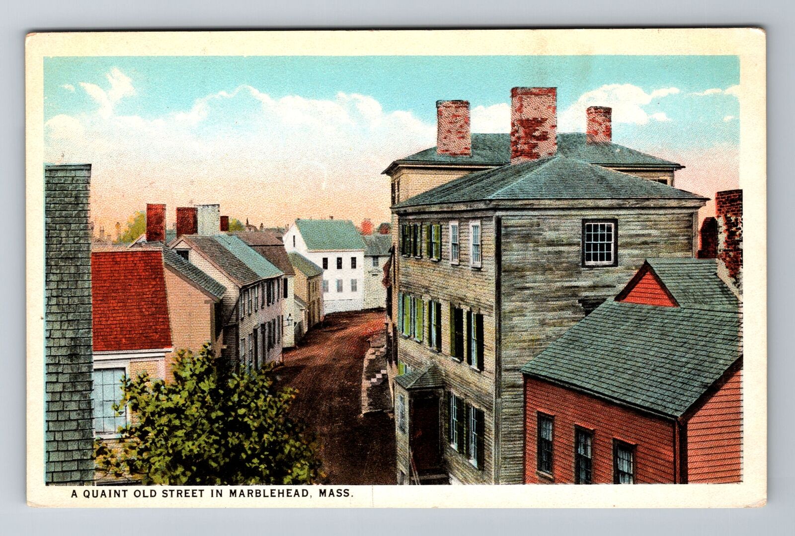 Marblehead, MA-Massachusetts, A Quaint Old Street Antique, Vintage Postcard