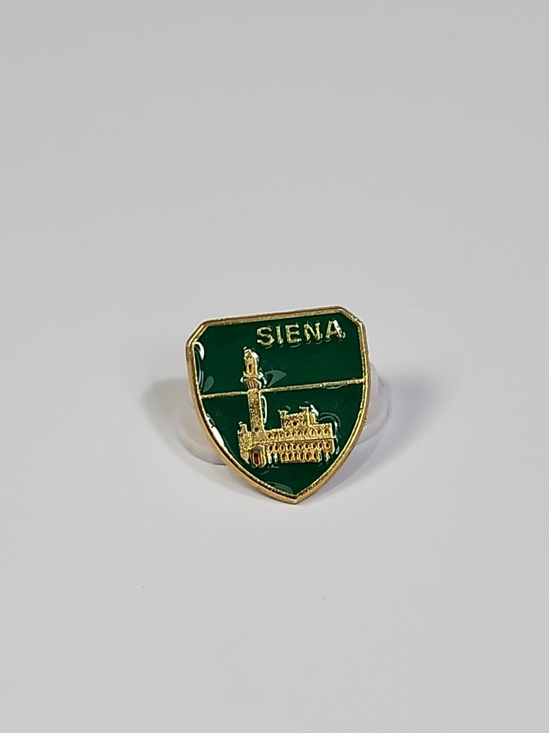 Siena Travel Souvenir Pin Town in Italy Green & Gold Colors