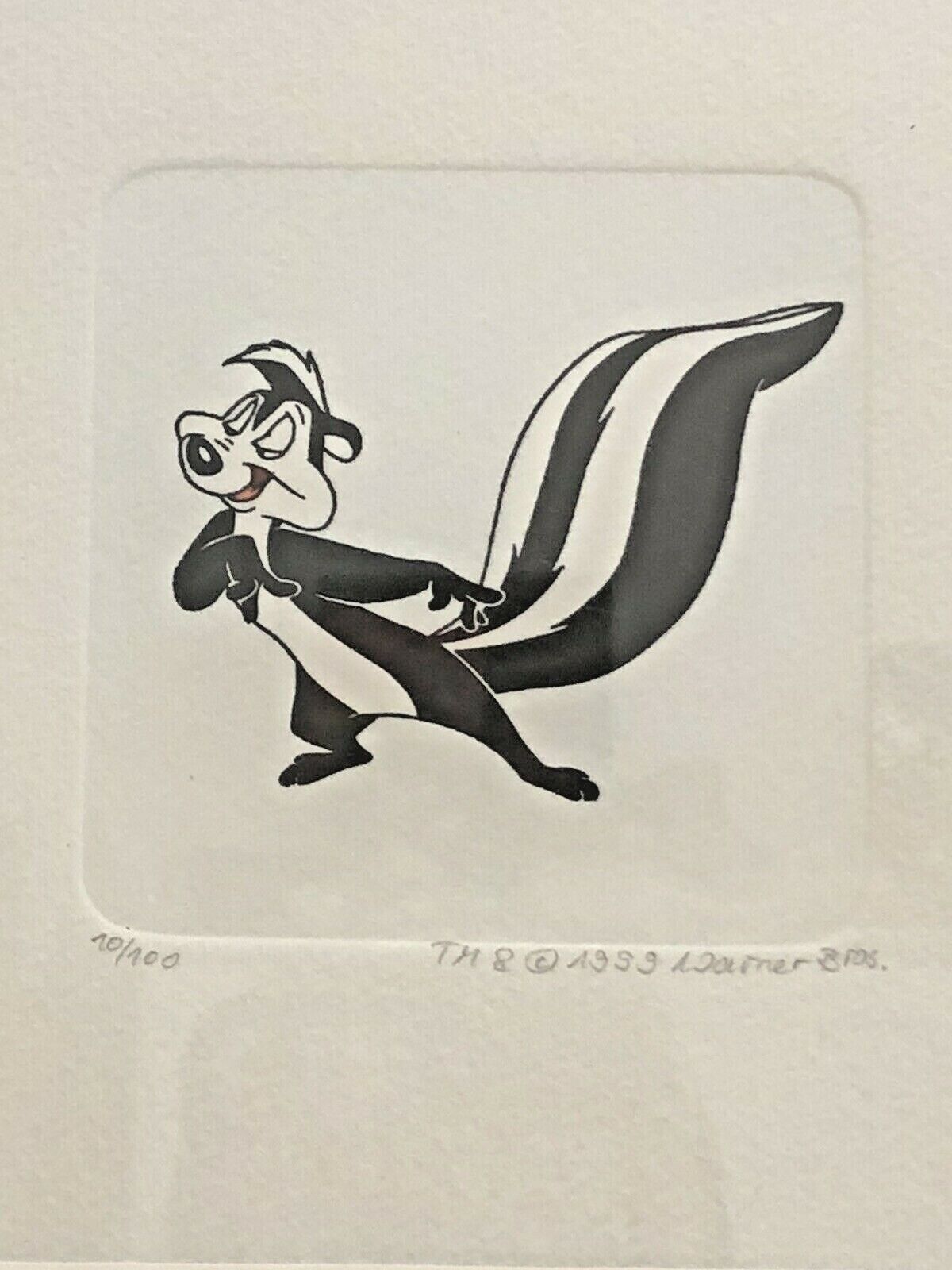 RARE CHUCK JONES PEPE LE PEW ETCHING WARNER BROS LIMITED EDITION 10/100 FRAMED