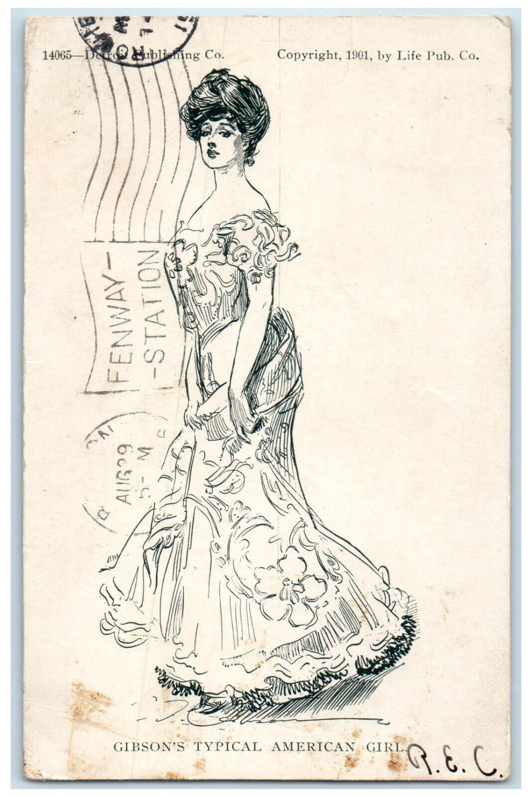 1906 Pretty Woman Gibson Typical American Girl Boston Massachusetts MA Postcard