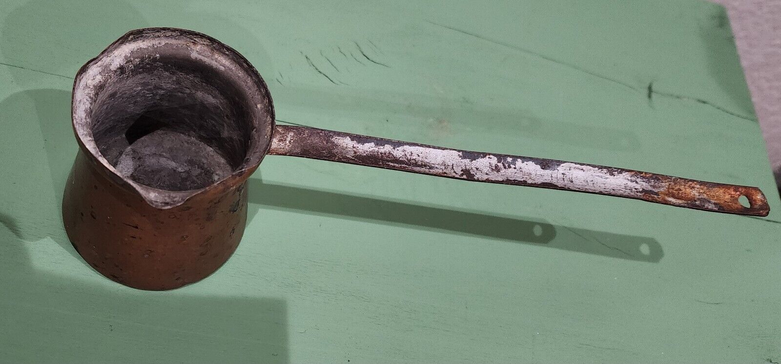 VTG Hand Copper /Brass Turkish-style Melting Coffee Pot Long Handle  Primitive 