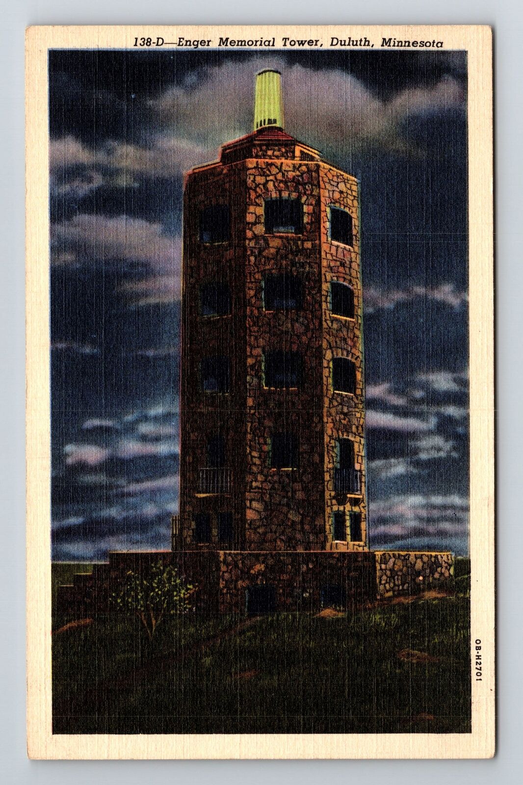 Duluth MN-Minnesota, Enger Memorial Tower Vintage Souvenir Postcard