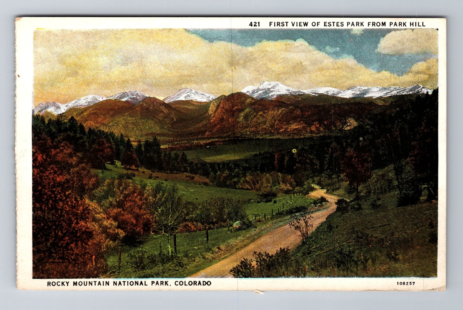 Estes Park CO-Colorado, First View From Park Hill, Antique Vintage Postcard