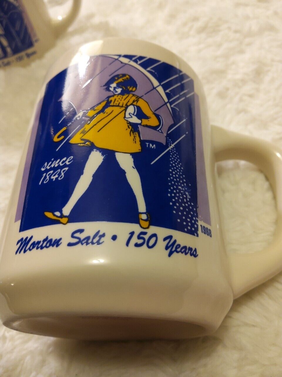 Complete Set 4 Vintage Bryan china  Morton Salt Girl Coffee Cups Mugs w/box NOS