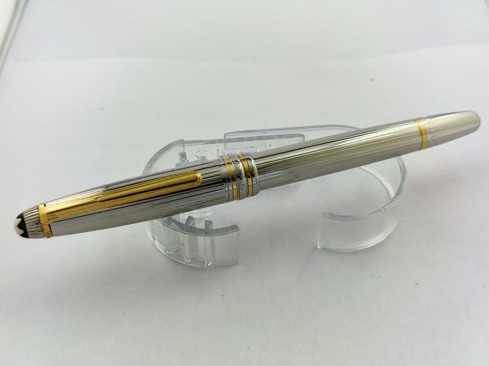 Premium Montblanc Meisterstuck Silver Pen + Gold Clip Roller Ballpoint Pen