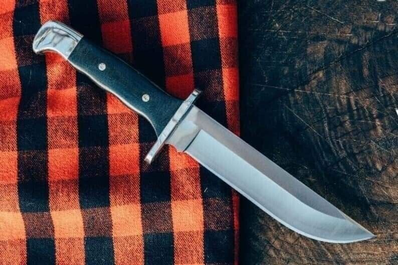 Custom Handmade 1075 Carbon Steel Hunting Bowie Knife Handle Micarta - Sheath