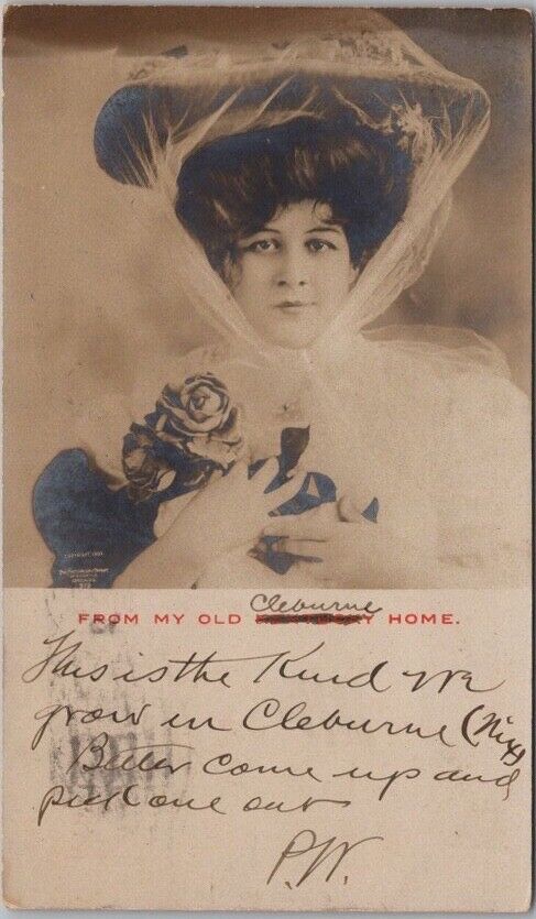 1906 Pretty Lady RPPC Photo Postcard \