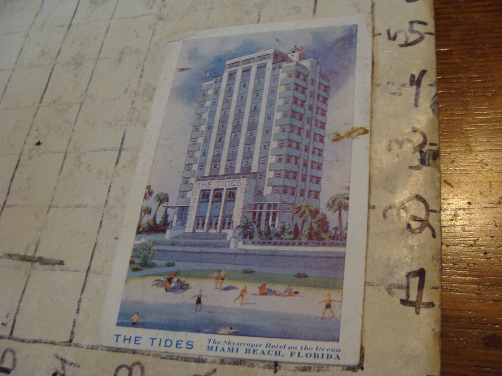 Orig Vint post card 1938 the tides MIAMI BEACH FLORIDA, 