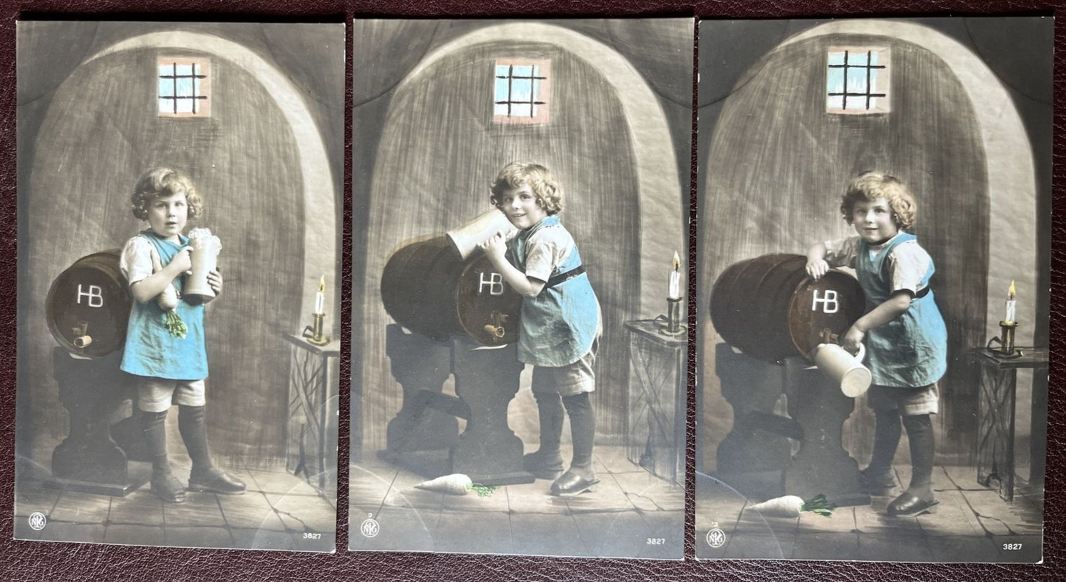 RPPC Postcard Vintage Series Antique Adorable Girl w/ Beer Photo No Comps German
