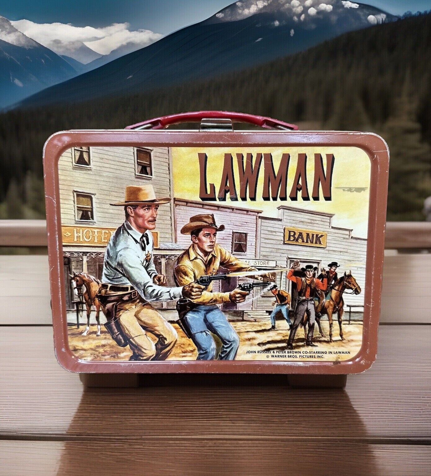 Vintage 1961 LAWMAN Lunch Box No Thermos Metal Lunchbox Western Cowboy Beautiful