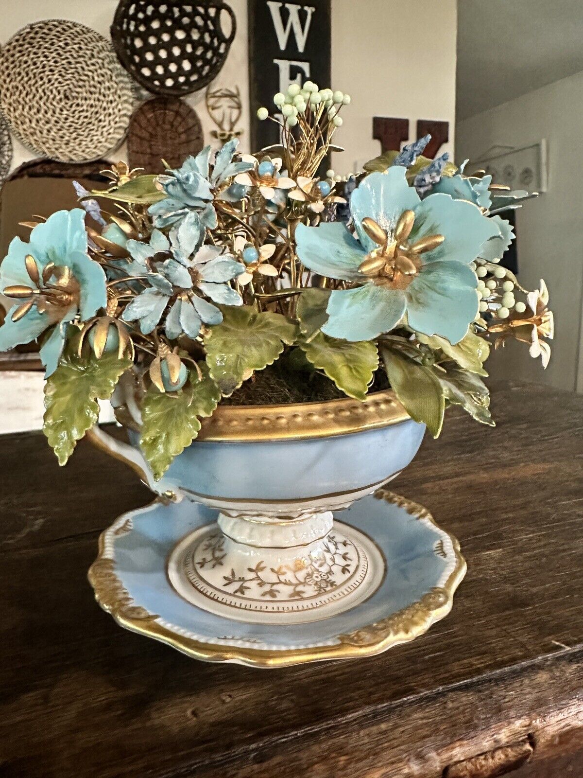 Vintage  Gorham Fleurs Des Siecles Jane Hutcheson Floral Basket Arrangement