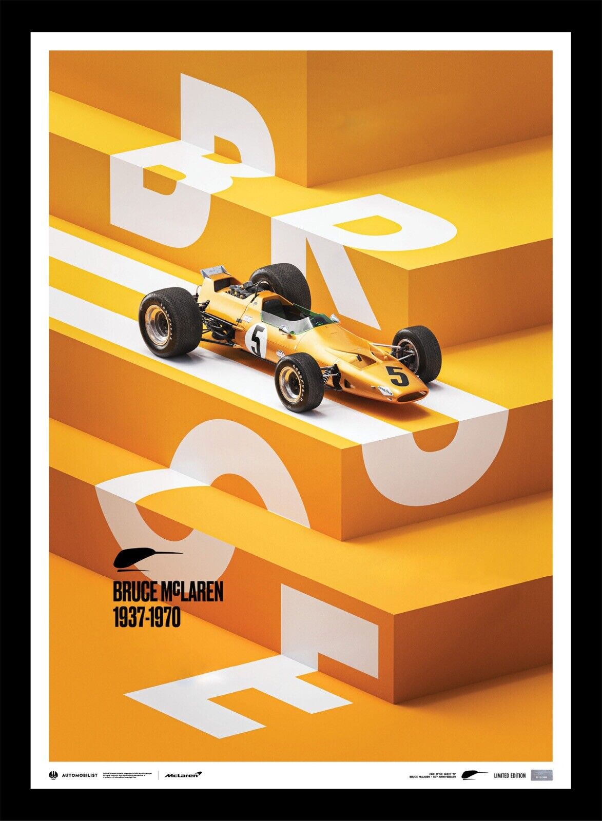 1968 Spa Bruce McLaren M7A-3 Formula 1 Papaya Art Print Poster Ltd Ed