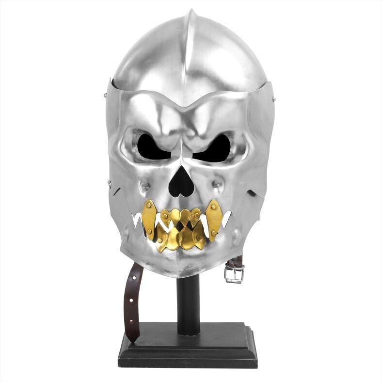 Medieval Human Skull helmet Silver Demon