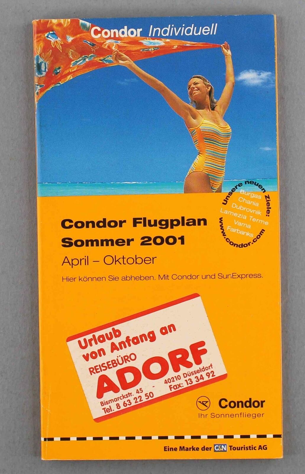 CONDOR AIRLINE TIMETABLE SUMMER 2001 FLUGPLAN A320 BOEING 757 767 SEAT MAPS