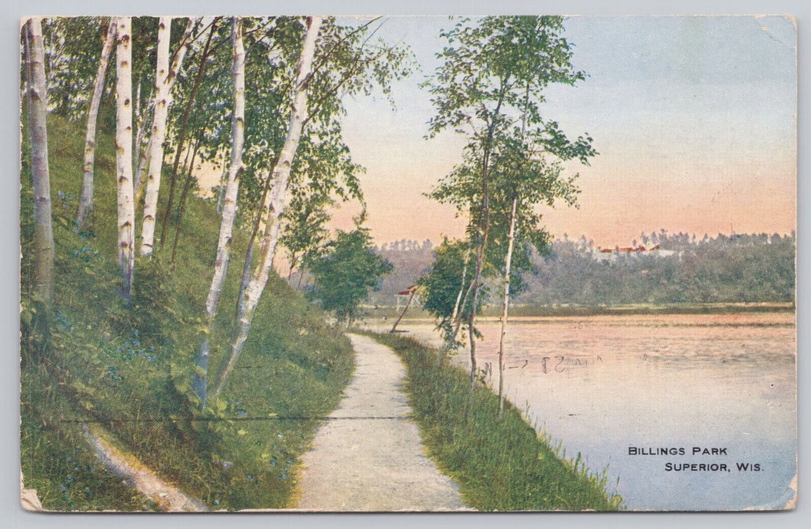Superior Wisconsin, Billings Park Pathway Scenic View, Vintage Postcard